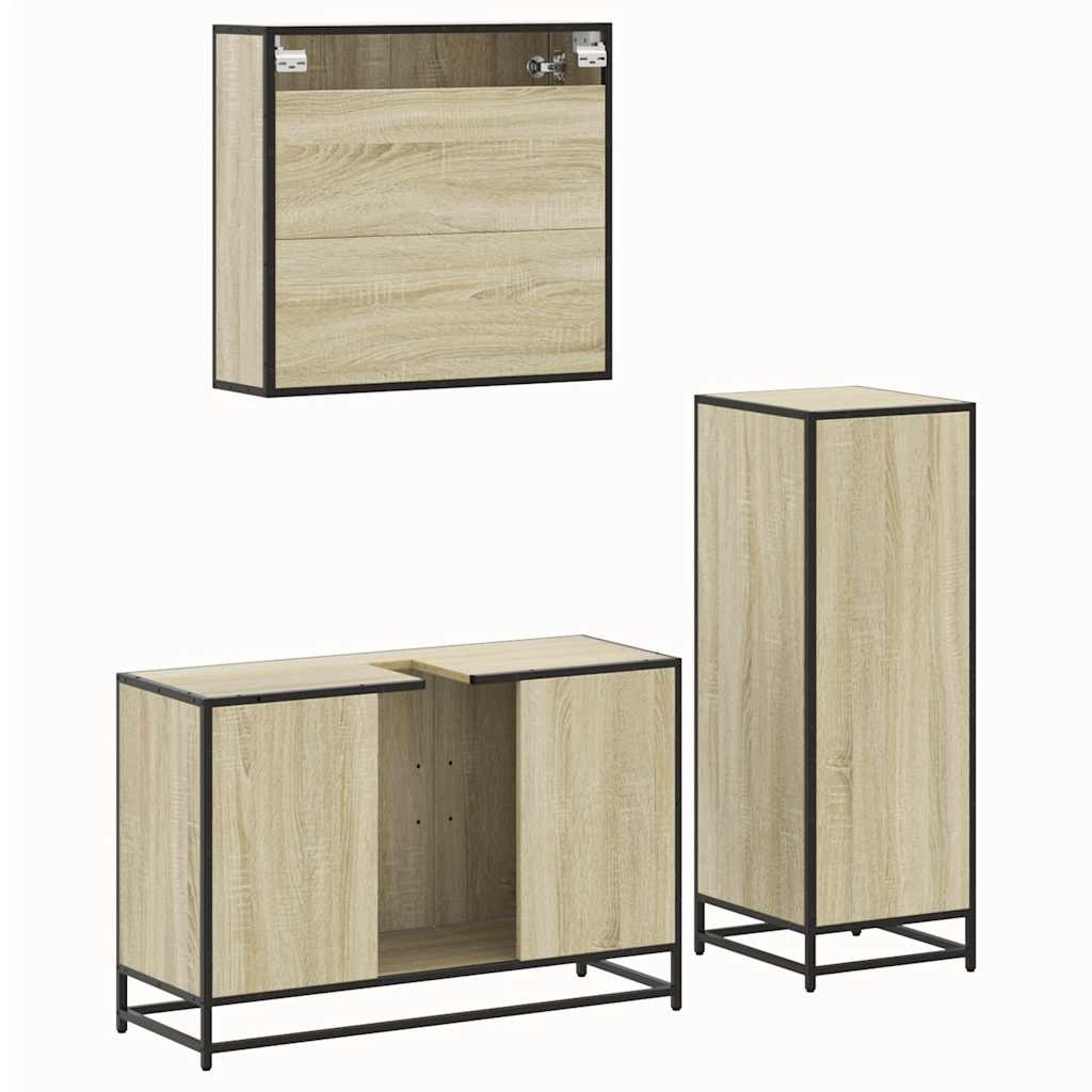 3 Piece Bathroom Furniture Set in Sonoma Oak Particleboard
