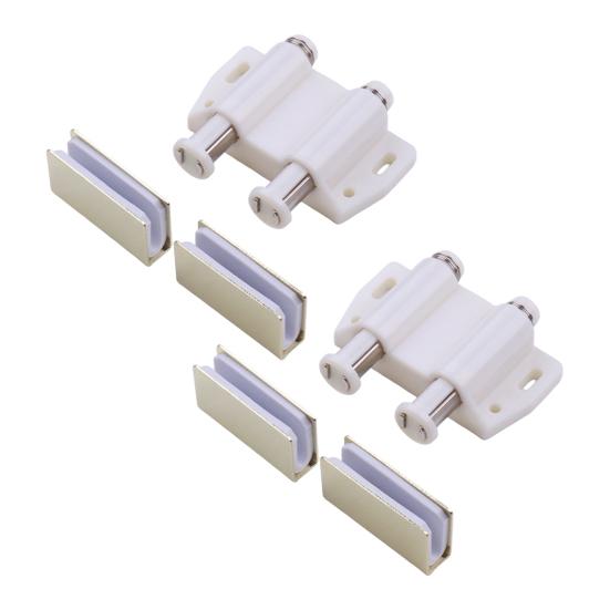 1/2/3 Sets Magnetic Glass Door Catch Latch Closure Adhesive Mounting Push Open Single Glass Door Catch with Cabinet Clamp Fit for 3-6mm Glass