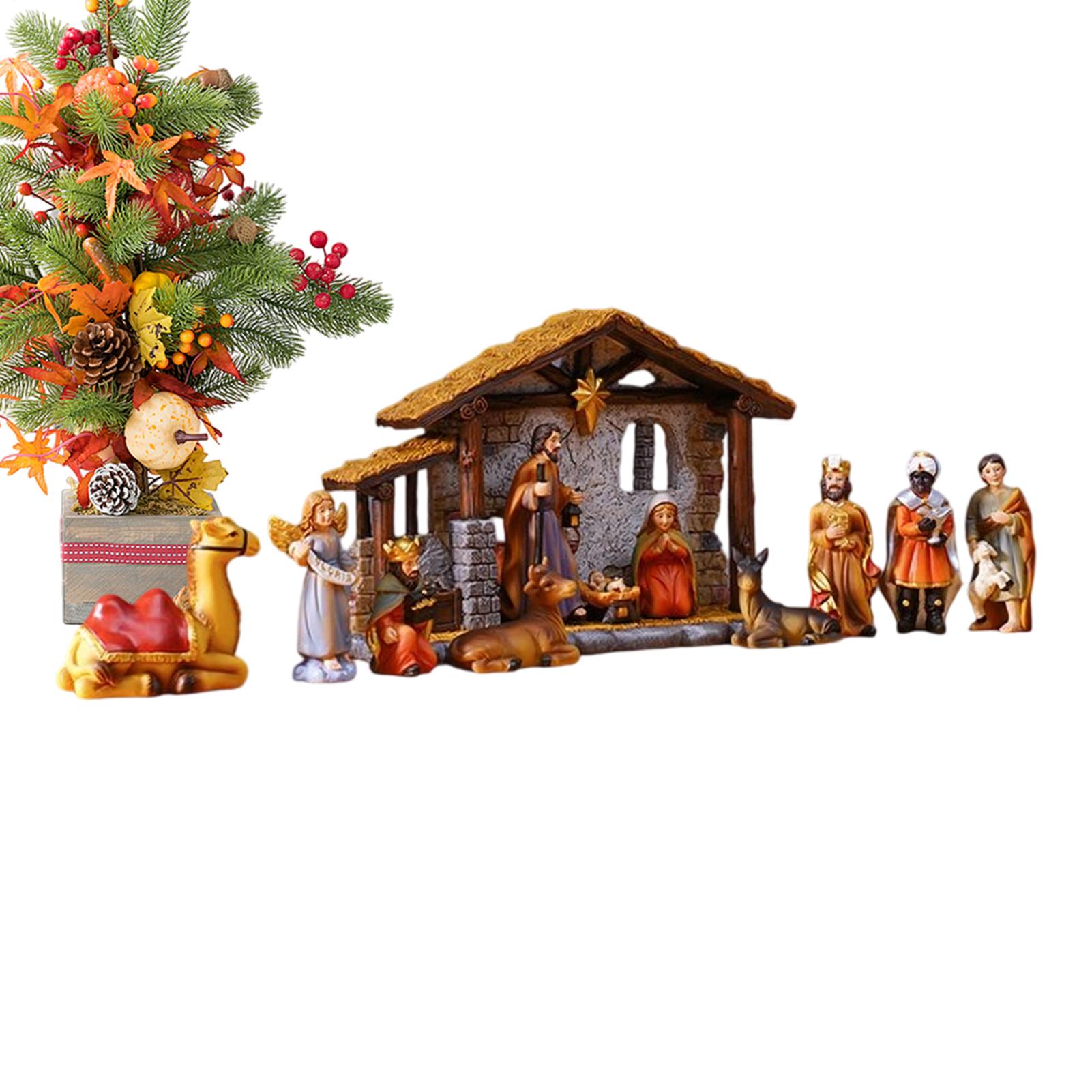 Christmas Nativity Set Nativity Scene Manger Religious Decor Miniature Figurines Ornament Traditional Jesus Birth Scene Ornament China Mainland