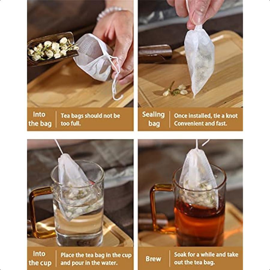 200pcs Disposable Tea Bags for Loose Leaf Tea Tea Filter Bags with Free Tea Spoon for Loose Tea Loose Leaf Tea Coffee Spice Her