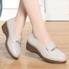 Brand Genuine Leather Women Shoes Round Toe Casual Comfortable Women's Wedge Shoes Spring Autumn Fashion Mother Shoes