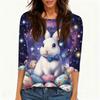 Women's T Shirt Christmas Print 3/4 Sleeve Daily Weekend Fashion Basic Round Neck Regular Top