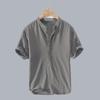 2025 Summer Men's Linen Henley Collar Lightweight Breathable Short-Sleeved Shirt