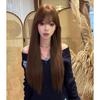 Gu Zao Baby Warm Chestnut Brown Long Straight Bangs Wig - Realistic & Fluffy