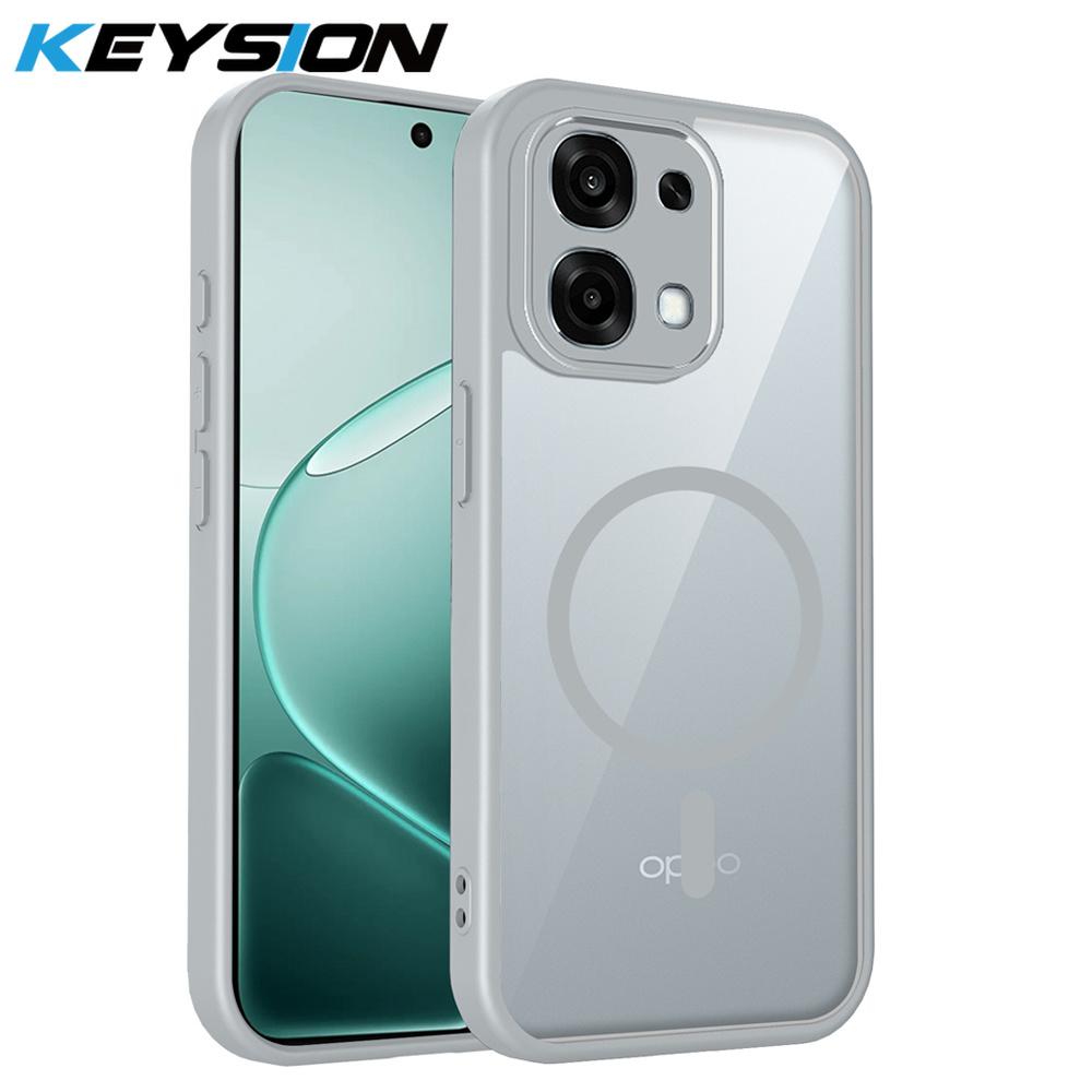 KEYSION Transparent Magnetic Phone Case for OPPO A6 Pro 5G Soft Silicone+PC HD Clear Shockproof Back Cover for OPPO A6 Pro