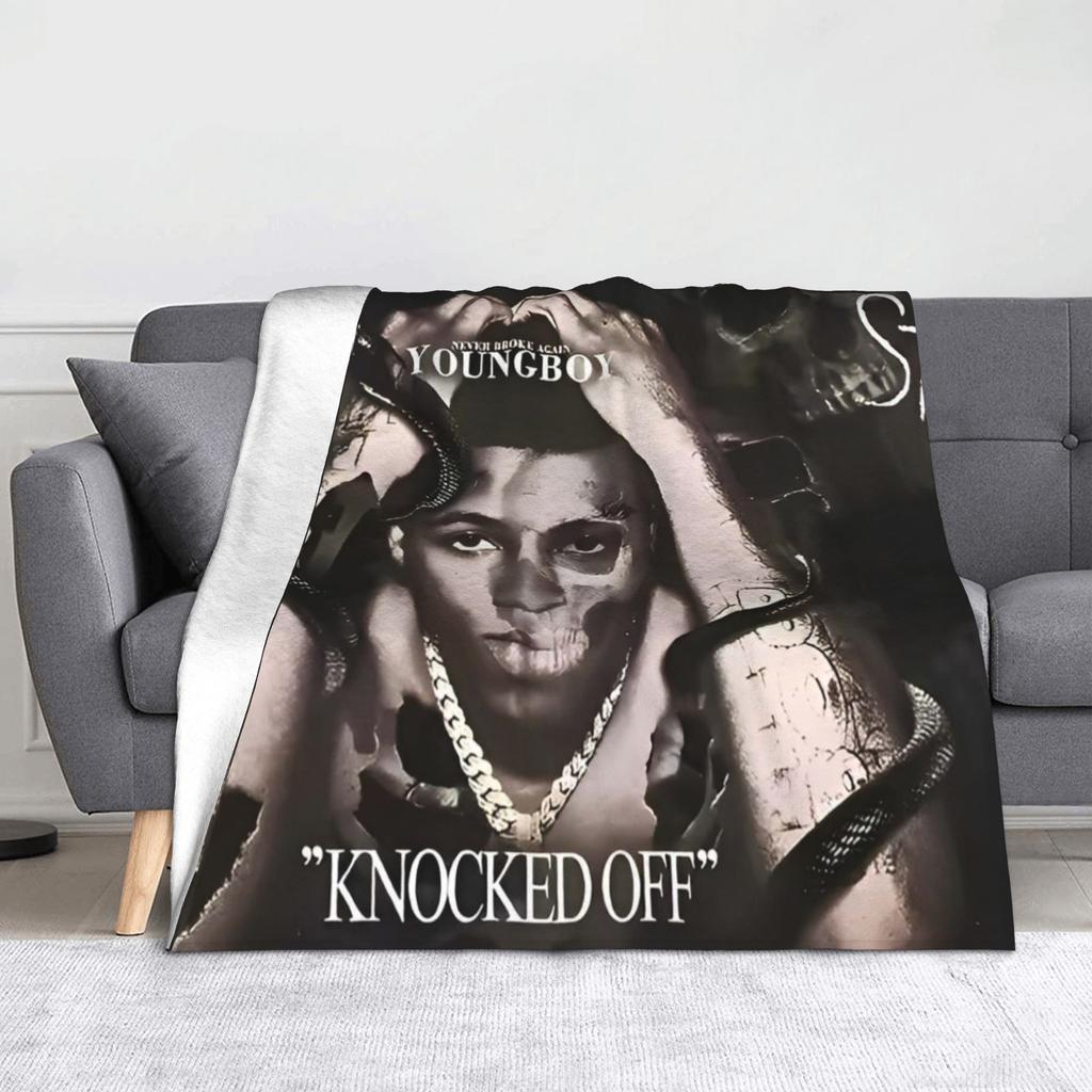 YoungBoys Rapper Musikdecken Plüsch-Kuscheldecken Schlafzimmer Sofa Bedruckte Leichte Tagesdecken