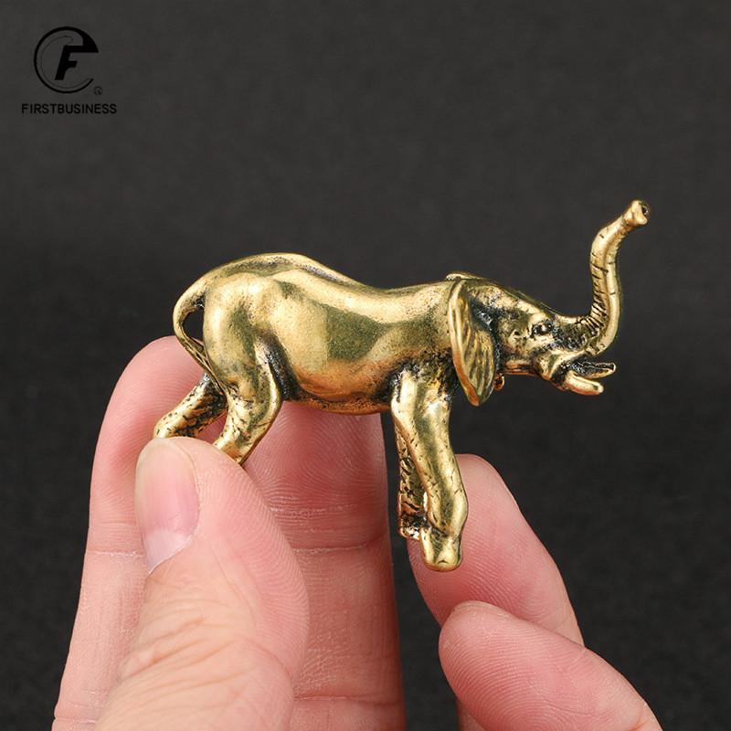 Antique Brass Elephant Home Decor Ornaments Crafts Miniatures Figurines Desk Decoration Accessories Handmade Mini Animals Statue