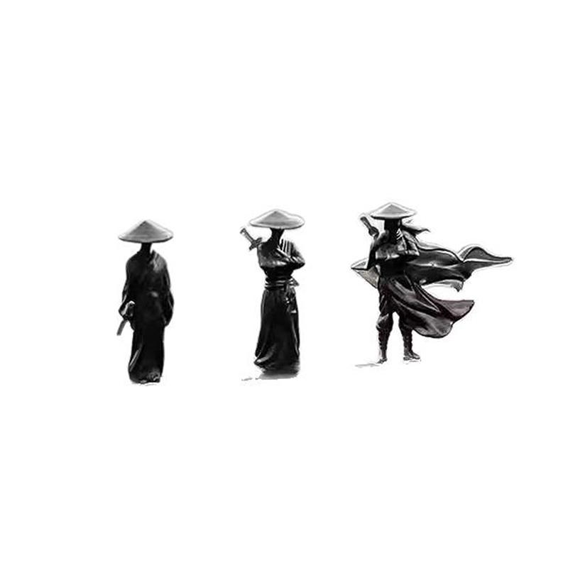 1/3/6PCS Mini Chinese Swordsman Figure Exquisite Ancient Car Statue Ornament Cartoon Swordsman Miniatures Interior Decor
