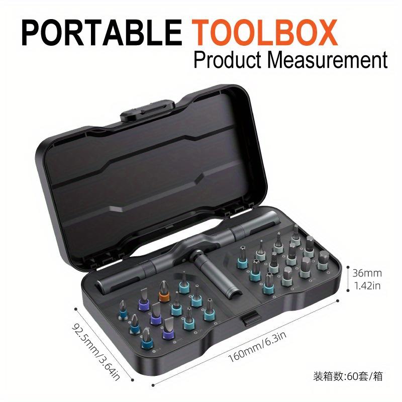 24-in-1 Magnetic Screwdriver Set, Multifunctional Hand Tool Kit with Detachable T-Handle Ratchet, DIY Home Maintenance Tool Box