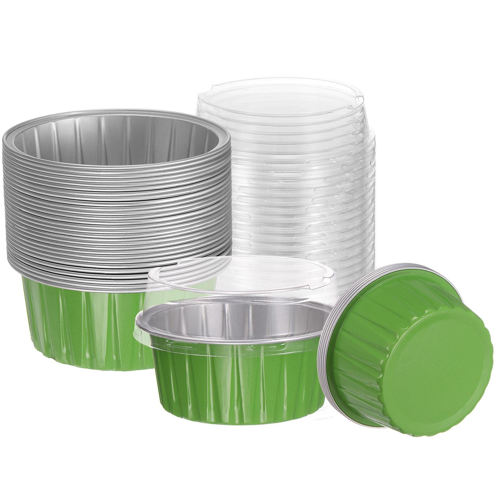 

100Pcs Baking Cups with Lids Aluminum Foil Liners Mini Disposable Containers Cups holders Cases Boxes Pans for Dessert Wedding