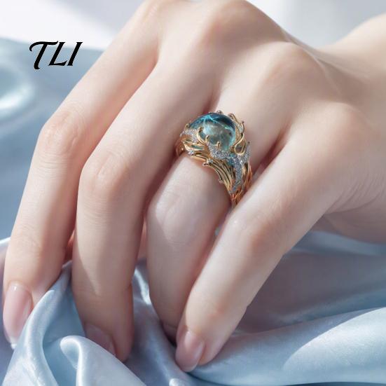 Daily Wear Finger Jewelry Resin Wave Ring for Women, Ocean Inspired Chunky Statement Ring, Non Tarnish Open Adjustable Fashion Summer Vacation Pattern