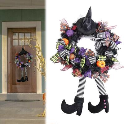 Halloween Wreath with Hot Legs Doll Ornaments Home Front Door Pumpkin Wreaths Hanging Decor