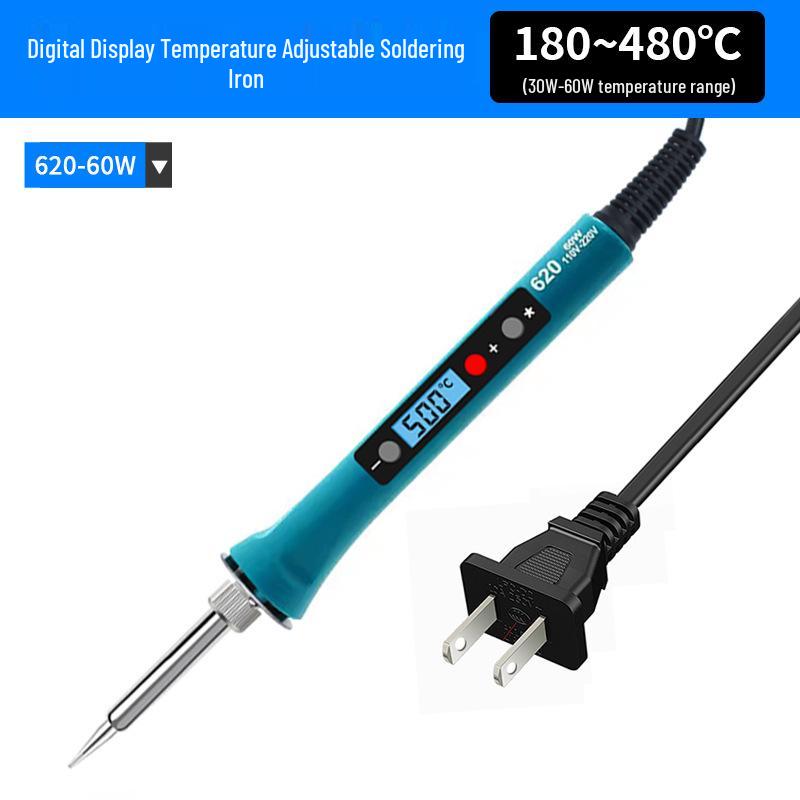 Adjustable Temperature 60W/80W/120W Electric Soldering Iron with Digital Display - Inner-Heated EU Standard Repair Kit.
