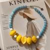 Layered Necklace Bracelet Set Colorful Beads Fruits Bracelet Beaded Clavicle Chain  Spring/Summer
