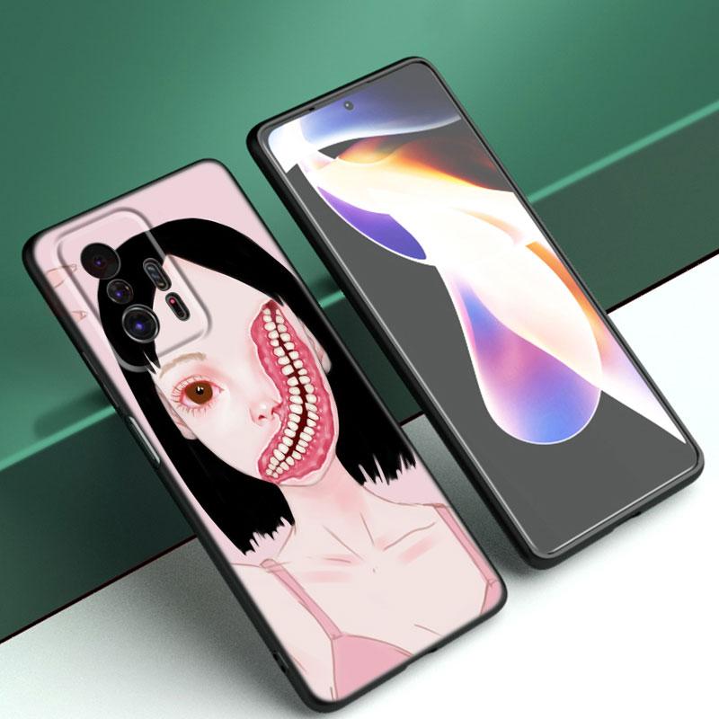 Shintaro Kago Horror Cartoon Phone Case For Xiaomi Mi A2 8 9 SE Note 10 10T 11 12 Lite 9T 11T 12S 12T Pro A3 6X 12X Black Cover