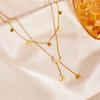 18K Gold-Plated Titanium Steel Heart, Star, Moon Tassel Anklet for Women