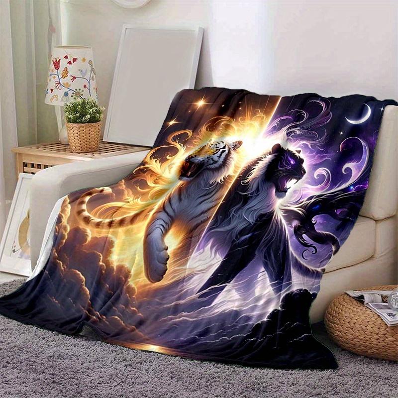 1pc Two Tigers Blanket, Soft Throw for Room Decor 80x120cm