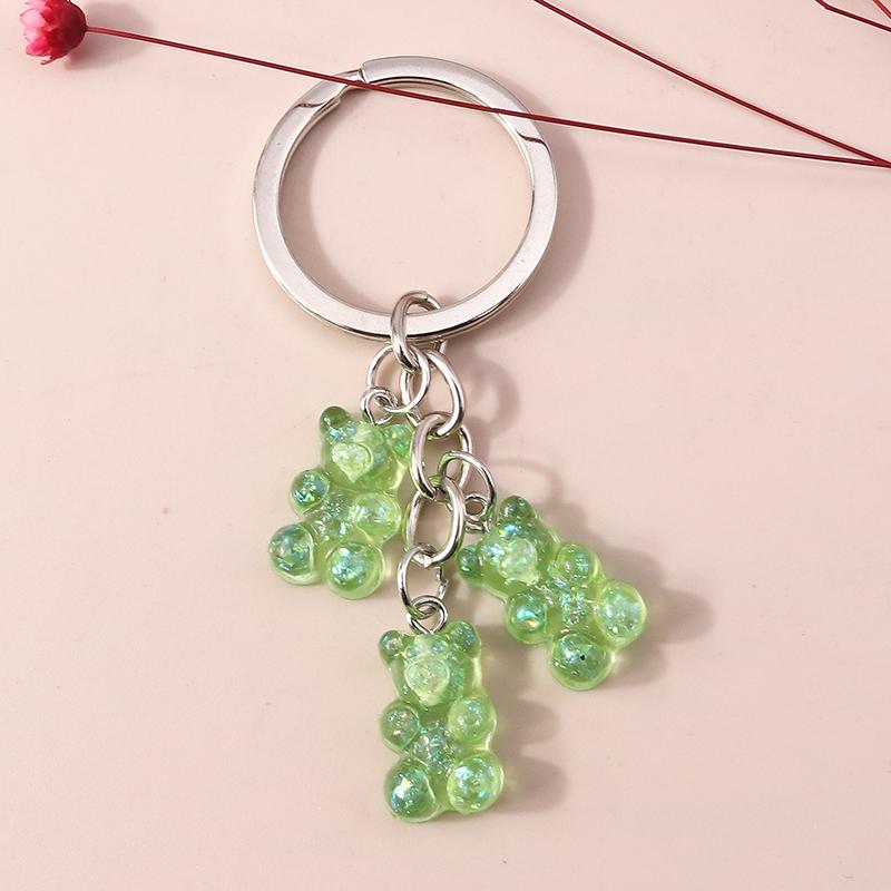 Colorful Resin 3D Bear Keychain Animal Key Rings Pendants for Women Girl Key Holder Handbag Pendants Charms DIY Jewelry Gifts