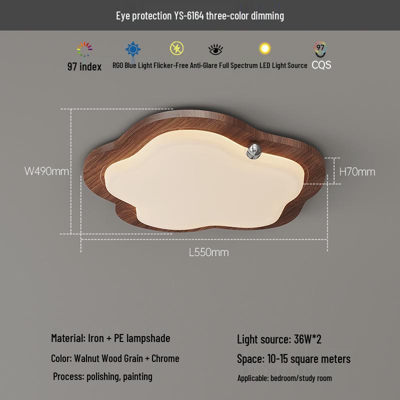 Vintage Solid Wood Eye Protection Ceiling Light for Living and Dining Rooms