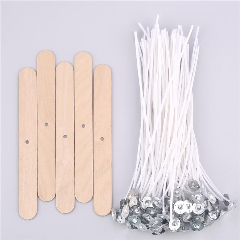 105 Stück Set mit gewachsten Baumwoll-Kerzendochten mit Halter Original rauchfreie Kerzendochte Sojaöl-Wachskern Geflochtene Kerzenherstellung Zubehör