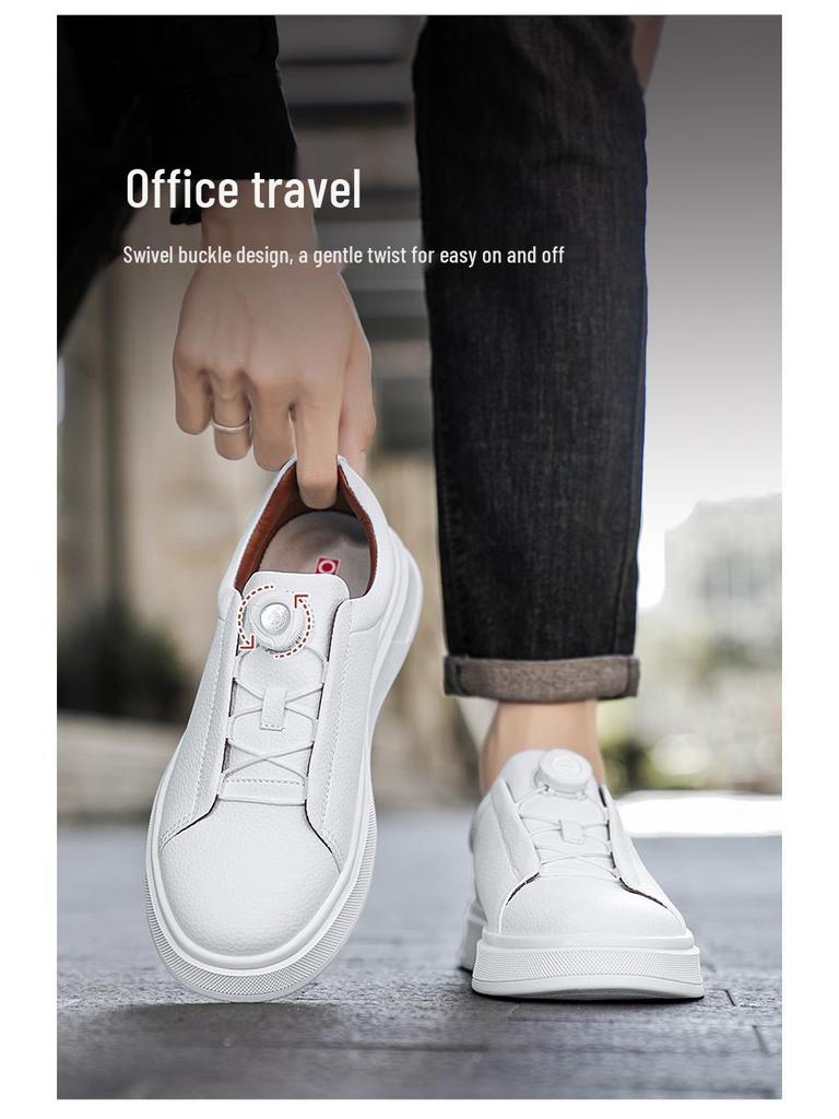 Cardile Crocodile Men's Autumn Skate Shoes: Comfortable, Thick-Soled, Slip-On Leather Casuals