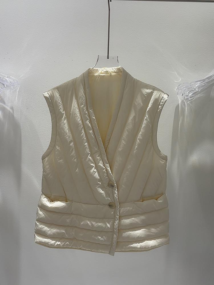 White Duck Down New Light Down Vest Women's Short V-neck Liner Is Thin and Warm Autumn and Winter Vest Tide