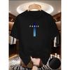 New Men Fashion Casual Loose Fit Plus Size Paris Letter Print Round Neck Short Sleeve T-shirt Top Short-sleeved T-shirt for Men