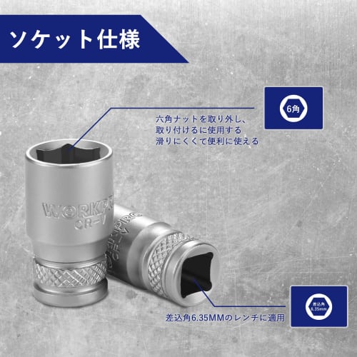 WORKPRO 12-Piece Socket Wrench Set with Ratchet Wrench, 6.35mm Drive, Hex Sockets, Quick-Release Ratchet Handle, and Tool Holder for Cars, Motorcycles