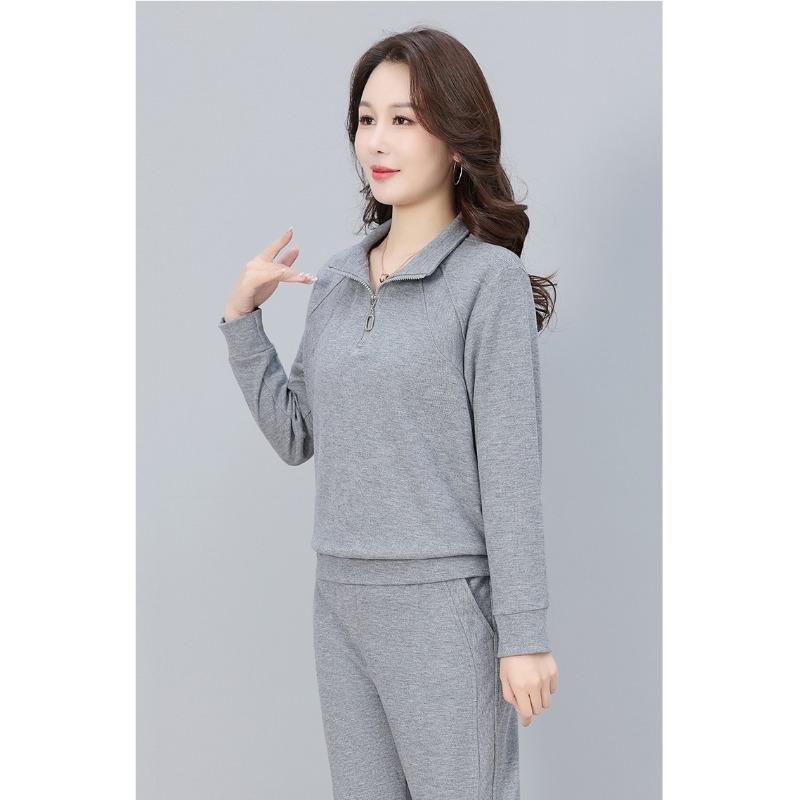 Fashion Stand Collar Half Cardigan Zipper Sport Suit for Women Spring Autumn Casual Sports Outfit Tracksuit for Ladies
