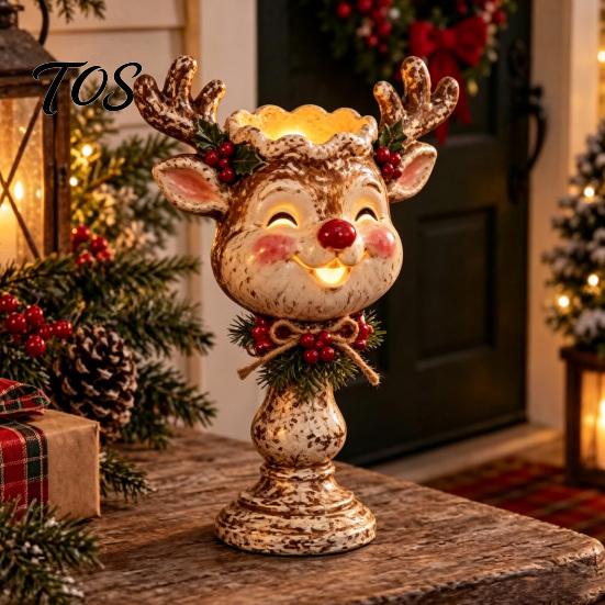 Christmas Eve Dinner Decorations Tealight Candle Holder for Home Decor, Santa/Tree/Snowman/Deer/Nutcracker Winter Party Table Supplies Candlestick
