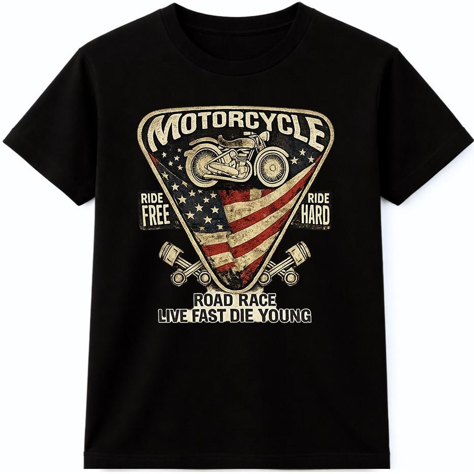 Мотоцикл Ride Free Ride Hard Футболка Американский Флаг Шоссейные Гонки Live Fast Футболка XL
