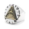 God Eye Solid Ring 316L Stainless Steel Jewelry Men Punk Style Ring Size 7-13