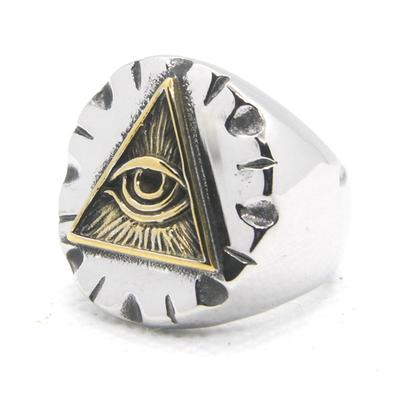 God Eye Solid Ring 316L Stainless Steel Jewelry Men Punk Style Ring Size 7-13