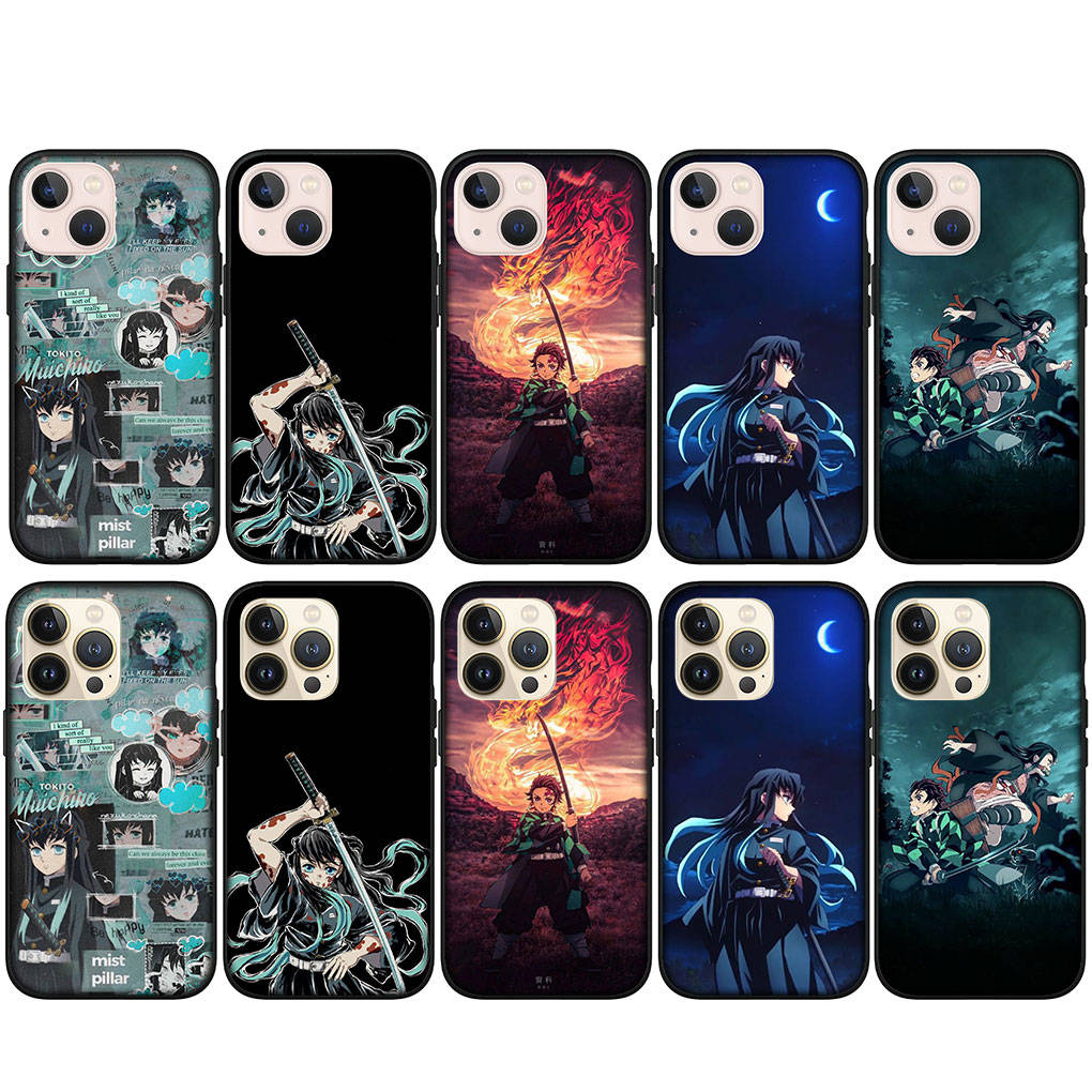 For iPhone 16 15 Xiaomi Redmi Note 13 12 11 Pro Max X 9 14 XR Samsung Galaxy S24 S23 Plus Huawei OPPO Muichiro Tokito Tanjirou Demon Slayer Phone Case