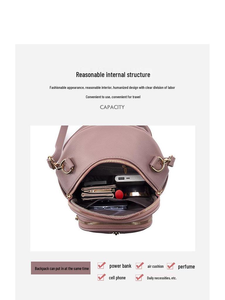 Rucsac de Piele Moale în Stil Coreean la Modă pentru Femei Niche Design 2024 pentru Naveta Zilnică