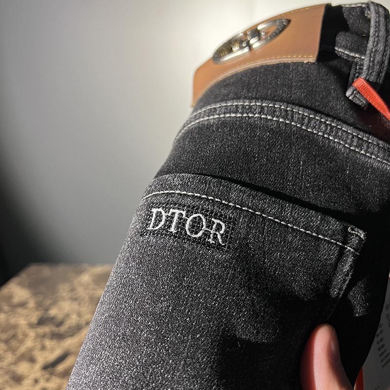 Fleece-lined Thick Jeans Men2024Winter New Fashion Brand Slim Stretch Skinny and All-Matching Warm Trousers