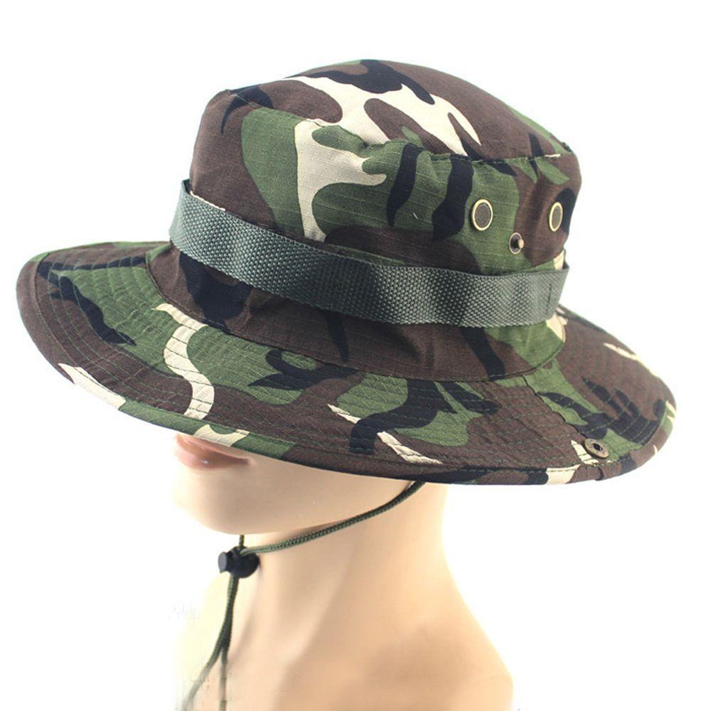 Men Unisex Wide Brim Bucket Hat Fishing Hiking Outdoor Cap Boonie Cap Sun Camo
