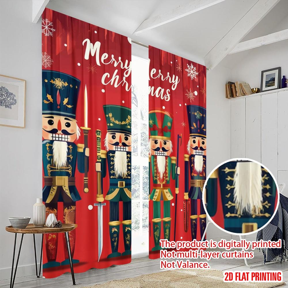 Plane Printing Curtain Fabric Nutcracker Quartet Versatile Polyester Without Rod Home Decor Use Bedroom Living Curtains Set Of 2 Made