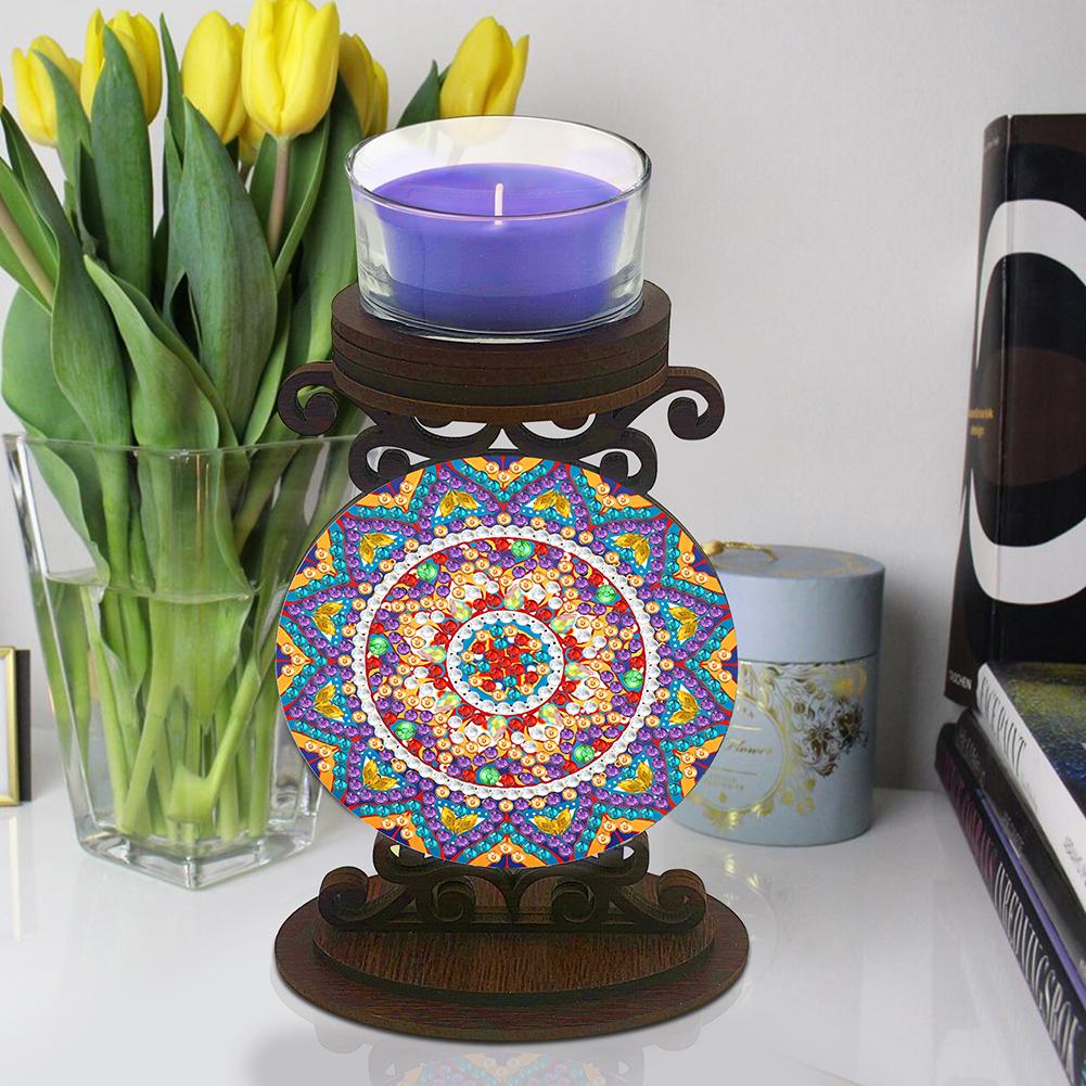 Flower Diamond Painting Candle Holder Ornaments Aromatherapy Candle Holder 5D DIY Diamond Art Mini Candle Holder for Home Decor