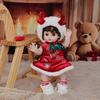 Cloveray 18-Zoll Vinyl Weihnachten Reborn Puppe, Rotes Hirschgeweih Outfit Baby Puppe, Handbemaltes Hochfarbiges Make-up, Perfekt für Sammlung & Geschenk, Auch