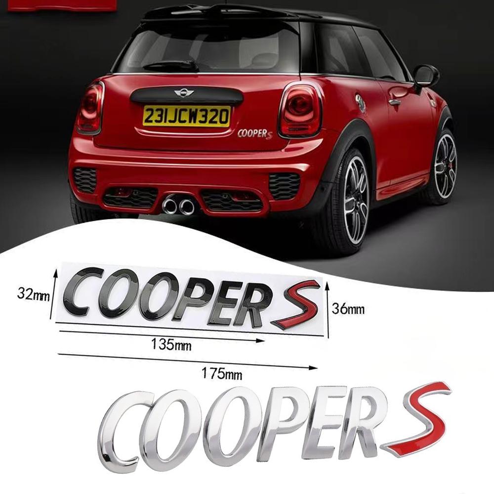 AAZD1 3D Black Chrome Letters Car Rear Trunk Front Grille Emblem Badge Sticker Styling Accessories For Mini Cooper S R56 R53 R60 F56