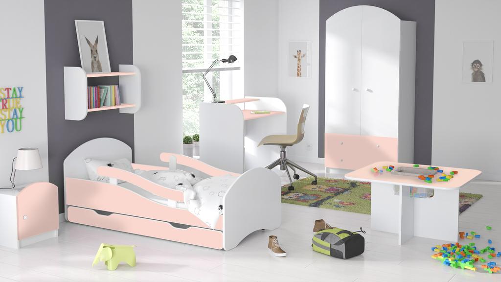 Letto per Bambini Leo 180X80 Bianco-Rosa