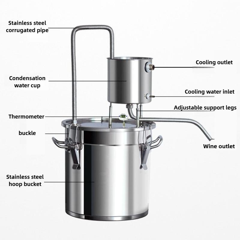 Large Capacity DIY Pure Water Distillation Equipment Stainless Steel Water Cup Distiller Household Alcohol Brandy Brewing Barrel
