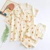 Women's Spring/Summer Short Sleeve Pajama Set - Crepe Cotton, Long Pants, Thin Air Conditioning Suit