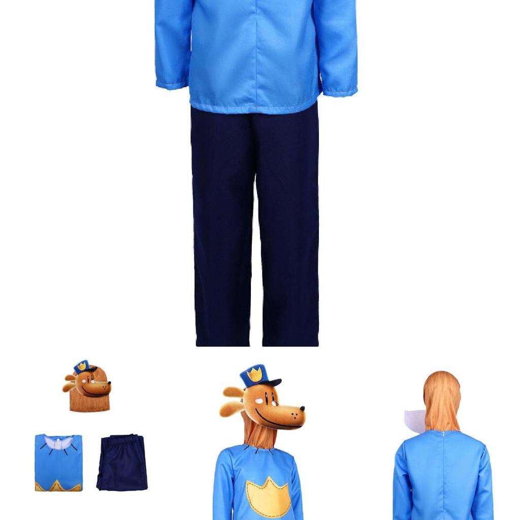 Çocuklar İçin Şık Köpek Adam Cadılar Bayramı Cosplay Kostümü Unisex Polyester Kumaş