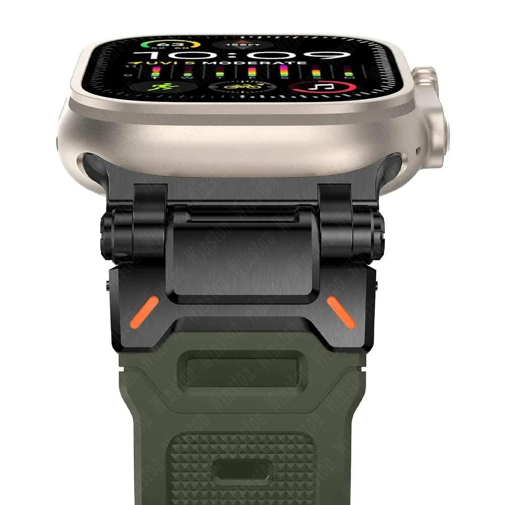 Watchband Rubber Strap for Apple Watch Band Ultra 2 1 49mm 45mm 44mm 42mm Soft Silicone Bracelet for IWatch Series 9 8 7 6 SE 5 4 Correa