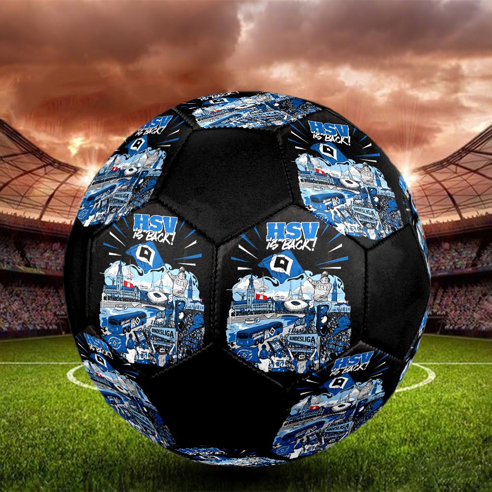 Hamburger Sportverein 2 Indoor Soccer Ball Colorful Machine Stitched PVC Size 5 Team Training Competition Ready Durable High-Bounce Cool Sports Gift