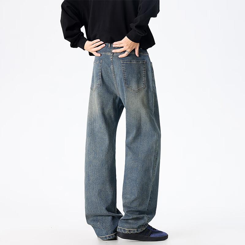VUUG Men's Loose Straight-Leg Denim Jeans
