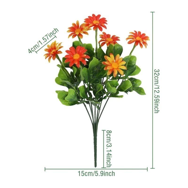 2/4/8PCS Artificial Chrysanthemum Daisy Flowers Plastic Simulation Plants Decorative Ornament for Outdoor Home Garden Display