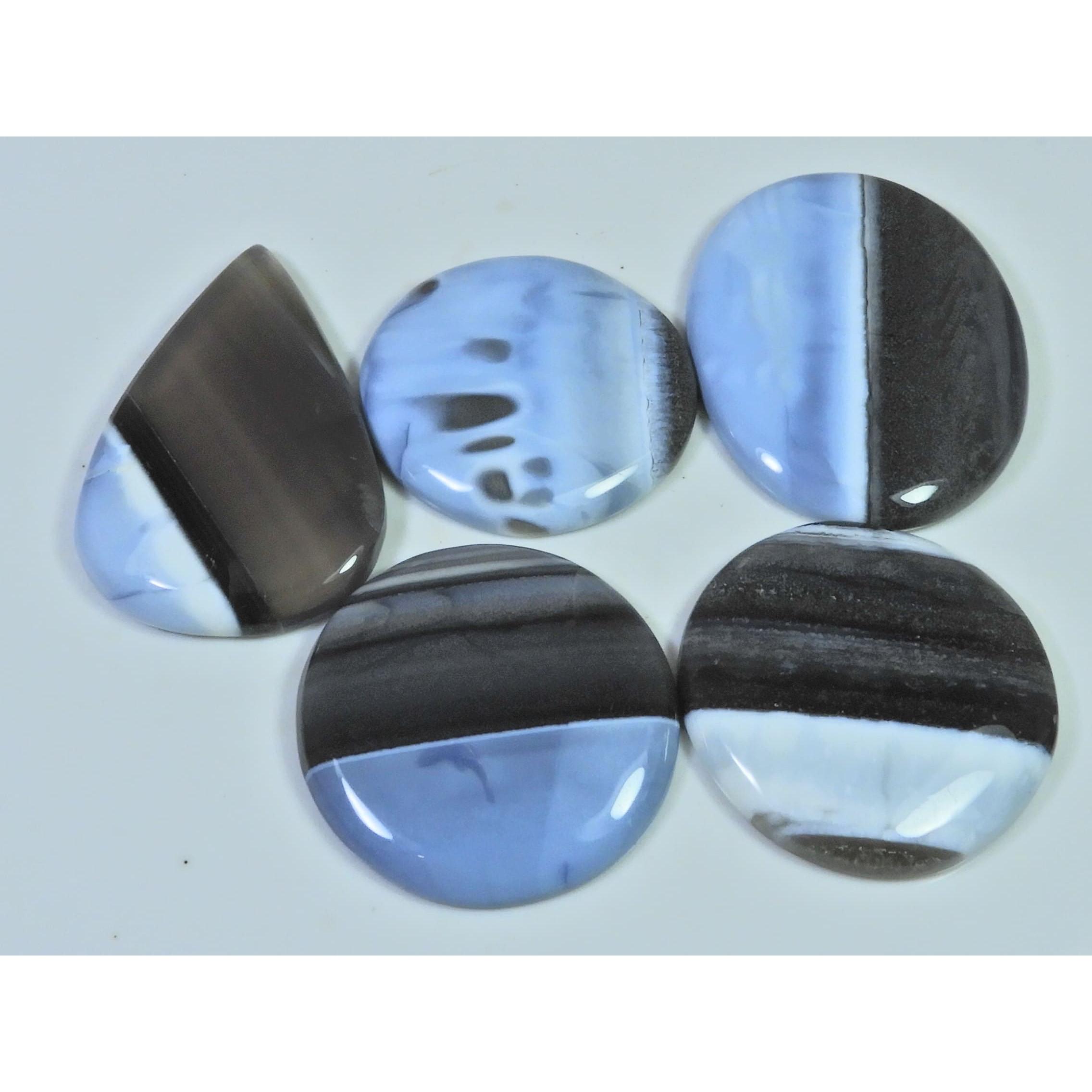 287Cts. Natural Blue Opal Mix Shape Cabochon Loose Gemstone 05 Pcs Lot C-2344